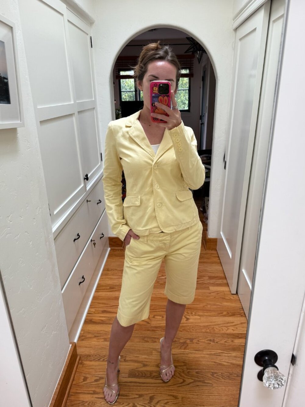 Vintage Juicy Couture Butter Yellow Blazer & Bermuda Shorts Set Y2K Size L